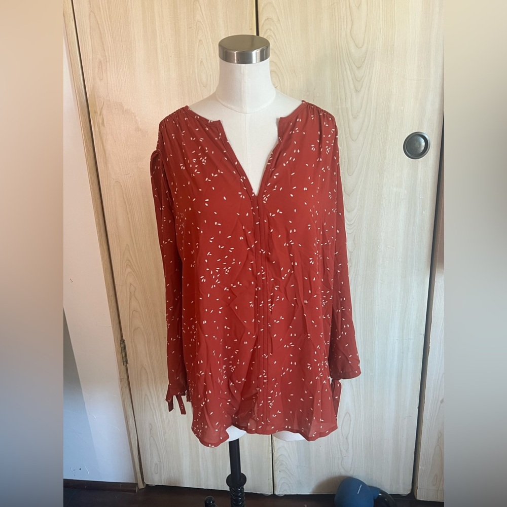 Amaya red/ burnt orange long sleeve blouse